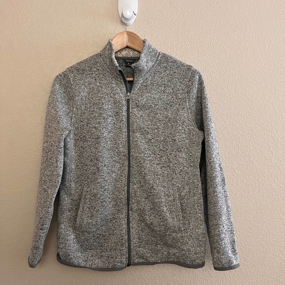 Eddie Bauer Gray Fleece Zip Up Jacket Size Medium - Picture 2 of 9